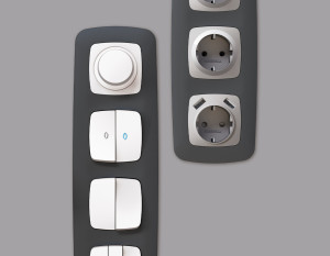 Рамка 2 местная пластик, Графит Мягкое касание, OMEGA Ecta Ambrella Volt OF140802