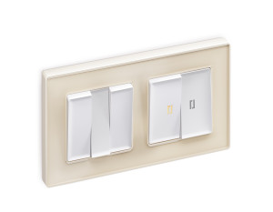 Выключатель 2 кл. с/подсв. (3200K), Белый матовый, ALFA Quant Ambrella Volt MA124010