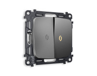 Выключатель 2 кл. проходной с/подсв. (3200K), Антрацит серый, OMEGA Quant Ambrella Volt MO654030