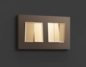 Лицевая панель выключателя 2 кл., Шампань, ALFA Quant Ambrella Volt AP6030