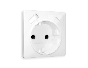 Лицевая панель розетки с З/К и USB зарядкой А+С с шторками, Белый глянец, ALFA Quant Ambrella Volt AP1100