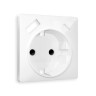 Лицевая панель розетки с З/К и USB зарядкой А+С с шторками, Белый глянец, ALFA Quant Ambrella Volt AP1100