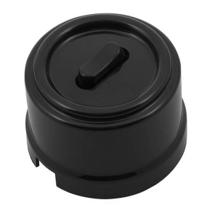 Выключатель пластиковый кнопочный 1 кл. перекрестный, черный, Bironi B1-223-23