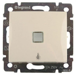Кнопка без фиксации с подсветкой "лампа", слоновая кость, Valena Classic Legrand 774313