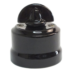 Выключатель керамический поворотный на 2 положения, цв. черный с ручкой-монеткой, EDISEL Verona KVMSw1-K04