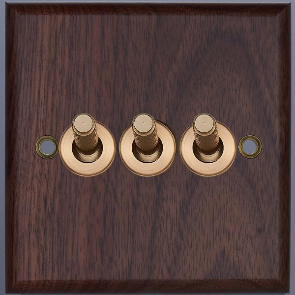 Выключатель тумблерный 3 кл. (внутренний монт.), Oрех, Zaragoza Salvador WBY3B3A3