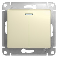 Выключатель 2 кл. с подсветкой, Бежевый, Glossa SE GSL000253