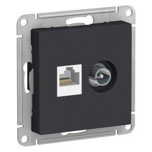 Розетка комп.+тв. RJ45+TV Cat. 5e, Карбон, AtlasDesign SE ATN001089