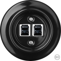 Розетка комп. фарфоровая RJ45 cat.5е, черный глянцевый, Katy Paty NIGsCat5e 