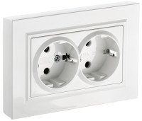 Розетка 2-я c З/К со шторками, Белый, Brite IEK BR-R24-16-K01-F-PRO