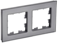 Рамка 2 местная, стекло, Серый, Brite IEK BR-M22-G-K03