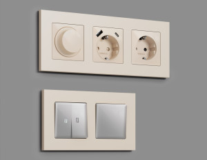 Рамка 3 местная пластик, Бежевый матовый, ALFA Qubi Ambrella Volt AF250333