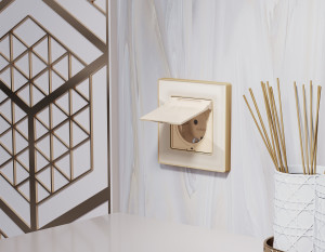 Рамка 4 местная стекло органическое, Бежевый/Шампань, ALFA Arctic Ambrella Volt AF580344