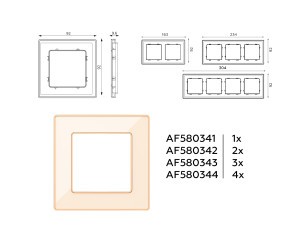 Рамка 4 местная стекло органическое, Бежевый/Шампань, ALFA Arctic Ambrella Volt AF580344