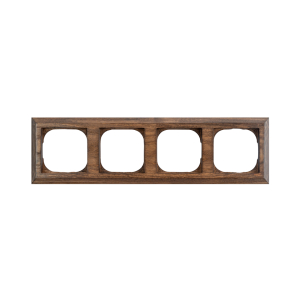 Рамка 4 местная деревянная под электрику JUNG/ABB Basic 55 на бревно D300, Орех, DecoWood СМО554-300