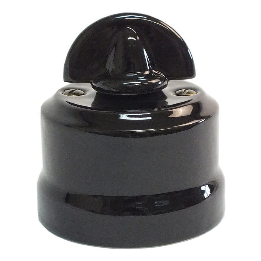 Выключатель керамический поворотный на 4 положения, цв. черный с ручкой-монеткой, EDISEL Verona KVMSw2-K04