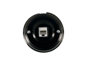 Розетка комп. RJ45 cat.6, керамика, Черный Nero, серебристая фурнитура, Leanza РК6ЧС