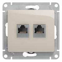 Розетка двойная комп. RJ45 cat 5e + телеф. RJ11, Молочный, Glossa SE GSL000985