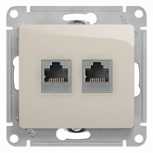 Розетка двойная комп. RJ45 cat 5e + телеф. RJ11, Молочный, Glossa SE GSL000985