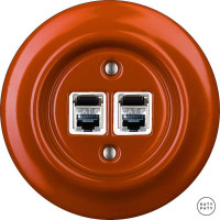 Розетка комп. фарфоровая RJ45 cat.6е, красно-коричневый глянцевый, Katy Paty OPAURGsCat6e 