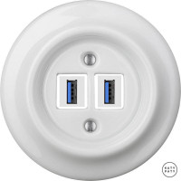 Розетка USB для зарядки, белый глянцевый, Katy Paty ALGsUSBw 