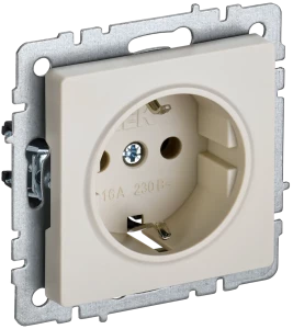 Розетка c З/К без шторок, Бежевый, Brite IEK BR-R11-16-K10