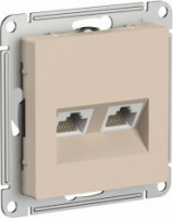 Розетка компьютерная 2-я RJ45 Cat. 5e, Песочный, AtlasDesign SE ATN001285
