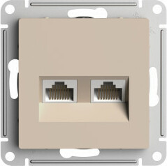 Розетка компьютерная 2-я RJ45 Cat. 5e, Песочный, AtlasDesign SE ATN001285