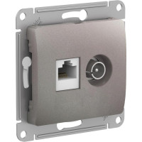 Розетка комп.+тв. RJ45+TV Cat. 5e, Платина, Glossa SE GSL001289