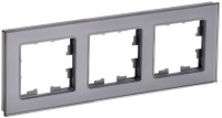 Рамка 3 местная, стекло, Серый, Brite IEK BR-M32-G-K03
