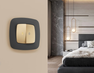 Рамка 4 местная пластик, Графит Мягкое касание, OMEGA Ecta Ambrella Volt OF140804