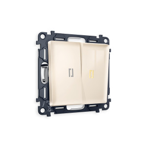 Выключатель 2 кл. с/подсв. (3200K), Бежевый глянец, ALFA Quant Ambrella Volt MA304010