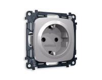 Розетка с З/К, Сталь матовый, OMEGA Quant Ambrella Volt MO506010