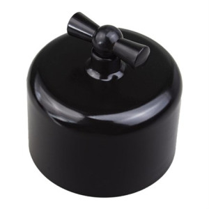 Выключатель пластик поворотный 1 кл. (2 полож), Черный глянец, Jantera Adagio JAD.0R01.PG01