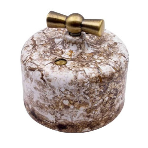 Выключатель пластик поворотный 2 кл. (4 полож), Мрамор, Ришелье Bironi R1-212-09