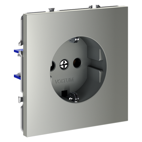 Розетка c З/К, Сталь, Voltum S70 VLS040105