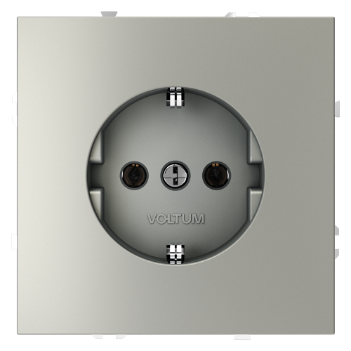 Розетка c З/К, Сталь, Voltum S70 VLS040105