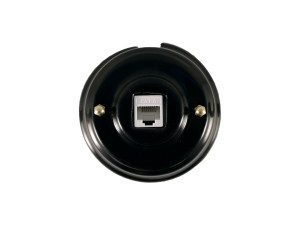 Розетка комп. RJ45 cat.6, керамика, Черный Nero, золотистая фурнитура, Leanza РК6ЧЗ