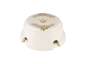 Распаечная коробка керамика D93x47, цв. розовые цветы, золотистая фурнитура Leanza КРРЗ