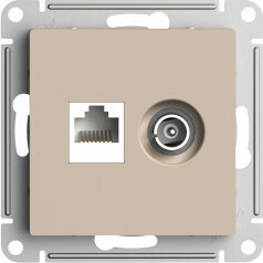 Розетка комп.+тв. RJ45+TV Cat. 5e, Песочный, AtlasDesign SE ATN001289