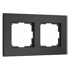 Рамка 2 местная стекло soft-touch, Черный матовый, Senso Werkel W0023108