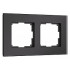 Рамка 2 местная стекло soft-touch, Черный матовый, Senso Werkel W0023108