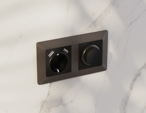 Рамка 2 местная пластик, Темная бронза матовый, ALFA Line Ambrella Volt AF110632