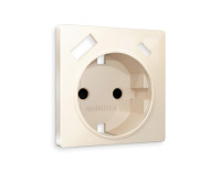Лицевая панель розетки с З/К и USB зарядкой А+C с шторками, Бежевый глянец, ALFA Quant Ambrella Volt AP3100