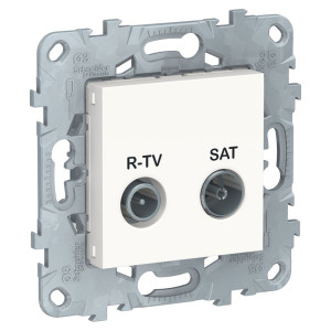 Розетка телевизионная TV-SAT проходная, Белый, Unica New Schneider  NU545618