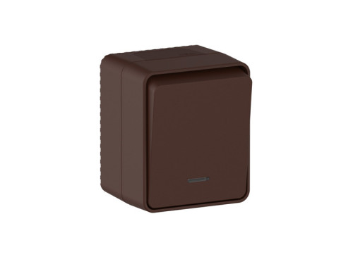 Выключатель 1 кл. с подсветкой, влагозащищенный IP54, Коричневый, AtlasDesign Profi54 SE ATN546013
