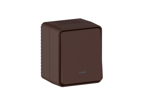 Выключатель 1 кл. с подсветкой, влагозащищенный IP54, Коричневый, AtlasDesign Profi54 SE ATN546013