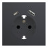 Лицевая панель розетки с З/К и USB зарядкой A+C, Черный сатин, Rikkett 35637 MB Лицевая панель розетки с З/К и USB зарядкой A+C, Черный сатин, Rikkett 35637 MB