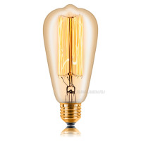 Ретро лампа накаливания ST64 F2 40Вт Е27, золотистая Sun Lumen 051-910
