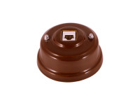 Розетка комп. RJ45 cat.6, керамика, коричневый bruno, серебристая фурнитура, Leanza РК6КС